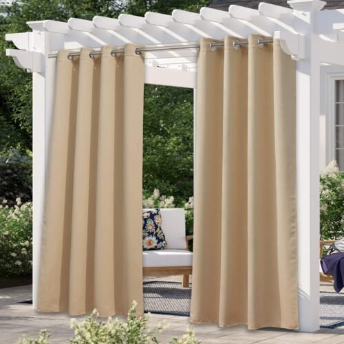 Outdoor Curtains for Patio Waterproof 95" L, Biscotti Beige | Blackout Gazebo Curtain for Pergola/Porch Weatherproof, UV & Privacy Protection Outside Drape, W52 x L95 in, 1 Panel