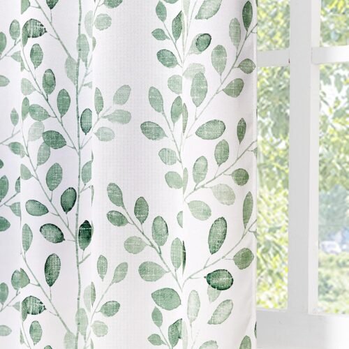 Green Botanical Leaf Curtains 84 inch Long 2 Panels Set Spring Curtains Patio Eucalyptus Leaf Pattern Grommet Thermal Insulated Drapes for Living Room Bedroom Farmhouse Country
