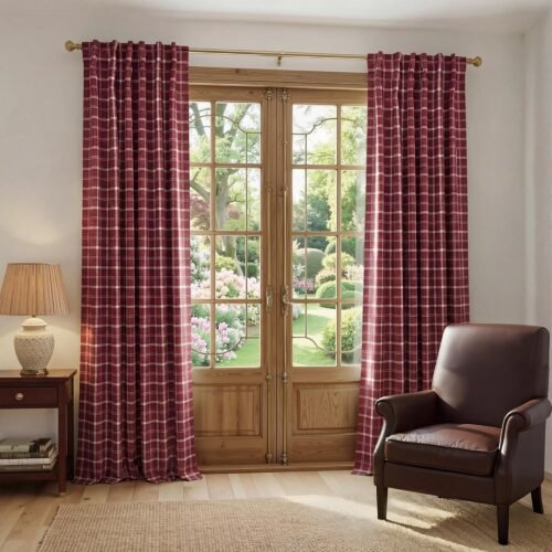 Red 100% Blackout Buffalo Plaid Check Curtain Panels | Rod Pocket Back Tab Curtain Drape Room Darkening Thermal Insulated Window Treatment for Bedroom/Living Room, 52"x 84"