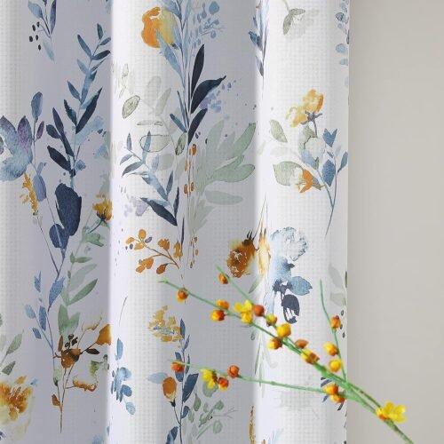 Floral Curtains 84 inches Long Living Room Curtains Room Darkening Curtains Thermal Insulated Light Blocking Drapes Grommet for Bedroom Bathroom, 2 Panels, Yellow and Blue